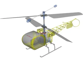 RC Helicopter Bell 47g 3D Model preview