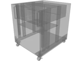 Audio/Server Rack with 4U Instrument 19-inch 3D Model preview
