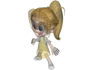 Cartoon Kid Girl 3D Model preview