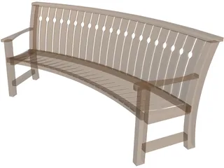 Curved Bench 3D Model preview
