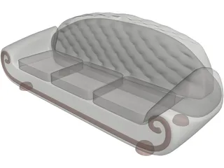 Leather Sofa 3D Model preview