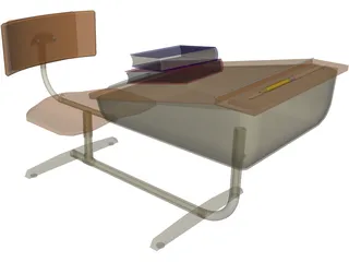 School Desk 3D Model preview