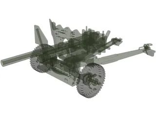 6 Pounder Anti-Tank Gun 3D Model preview