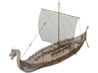 Dragon Longship with Sail 3D Model preview