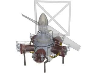 Edwards Five Cylinder Radial Gas Engine 3D Model preview