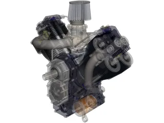 Generic V-Twin Gas Engine Assembly 3D Model preview