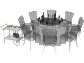 Kitchen Table with Chairs 3D Model preview