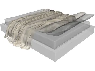 Queen Size Twin Bed 3D Model preview