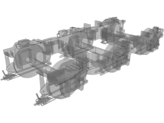 Locomotive Bogie 3 Axle 3D Model preview