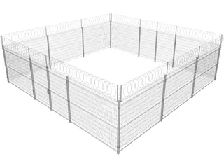 Metallic Fence 3D Model preview