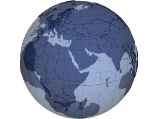 Globe Map Geopolitical Extruded 3D Model preview