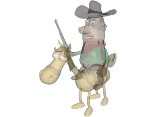 Cowboy with Horse 3D Model preview