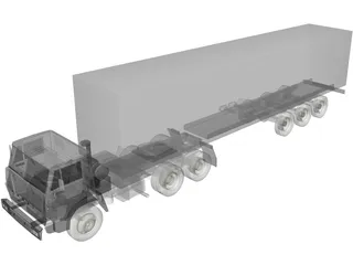 Kamaz with Trailer 3D Model preview
