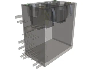 RJ45 Double Connector 3D Model preview