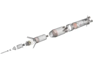 Apollo Saturn V Rocket 3D Model preview