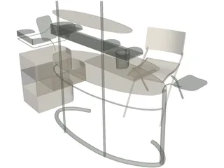 Computer Desk Set 3D Model preview
