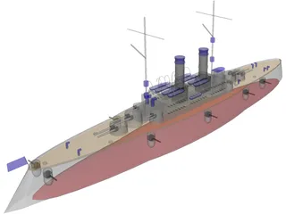 Casemate Battleship 3D Model preview