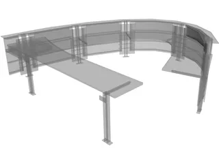 Desk Curved Reception 3D Model preview