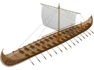 Viking Longboat 3D Model preview