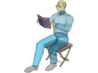 Man with Book 3D Model preview