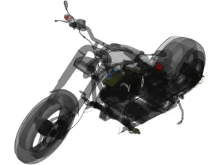Custom Chopper Motorcycle 3D Model preview
