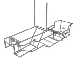 Recumbent Bike Frame 3D Model preview