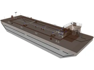 Oil Tanker Barge 3D Model preview