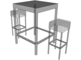 Rattan Barstool and Stamina 3D Model preview