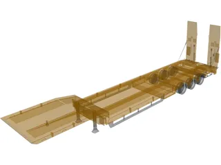 Flatbed Trailer 3D Model preview