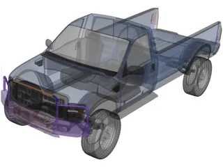 Ford F-250 Pickup 3D Model preview