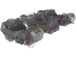 Bogie 3 Axle 3D Model preview