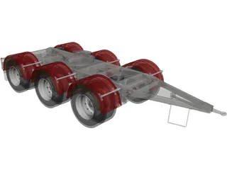 Tri-Axle Dolly 1540 Axle Centers 3D Model preview