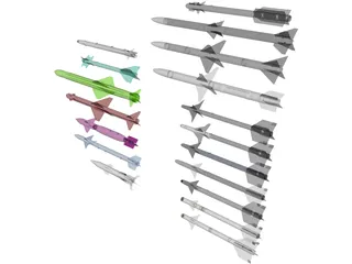 Aerial Launched Missiles Pack 3D Model preview