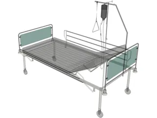 Hospital Bed 3D Model preview