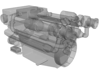 MAN Marine Diesel V12 Engine 3D Model preview