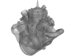 Two Stroke Motorbike Engine 500cc 3D Model preview
