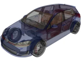 Volkswagen Golf GTI VII (2014) 3D Model preview