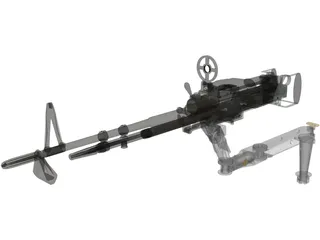 M60 7.62mm Machine Gun and Arm 3D Model preview
