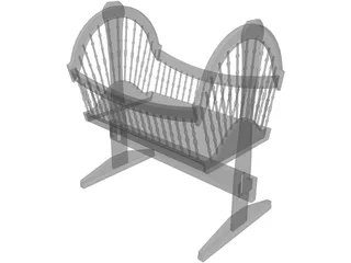 Wooden Baby Crib Cradle 3D Model preview