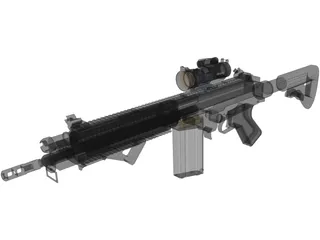 FN FAL Custom Rifle with Aimpoint Scope 3D Model preview