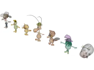 Cartoon Characters Collection 3D Model preview