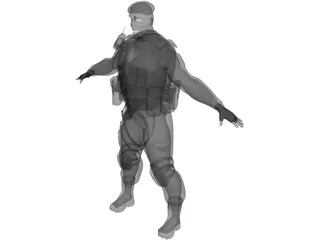 Soldier Black Beret 3D Model preview