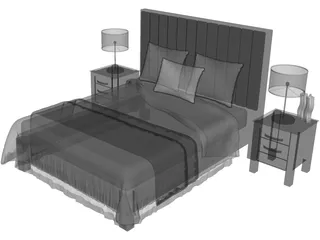 Double Bed 3D Model preview