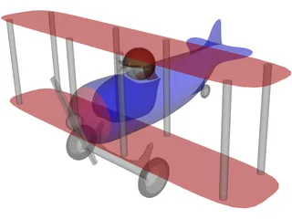 Cartoon Toy Airplane 3D Model preview