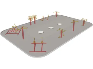 Outdoor Gym Equipment 3D Model preview