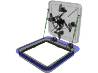 Watertight Steel Hatch Flush Type 3D Model preview