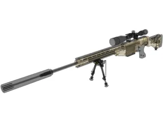 .338 Lapua Magnum Sniper Rifle 3D Model preview