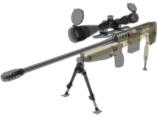 .338 Lapua Magnum Bullpup 3D Model preview
