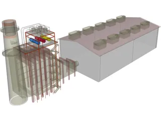 Gas Power Plant 3D Model preview
