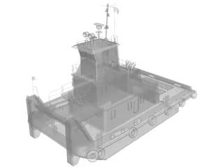 River Tug Boat 3D Model preview